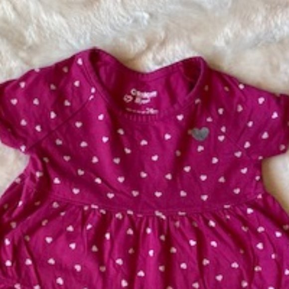 2/$25 OshKosh B'gosh Fuschia with hearts dress Size 24 MTHS - Picture 7 of 8